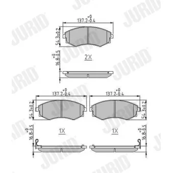 Jeu de 4 plaquettes de frein avant JURID OEM 5810128A00