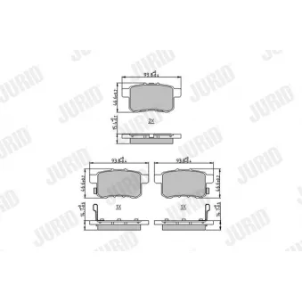Jeu de 4 plaquettes de frein arrière JURID OEM 43022TL1G00