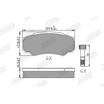 Jeu de 4 plaquettes de frein arrière JURID OEM 71752985