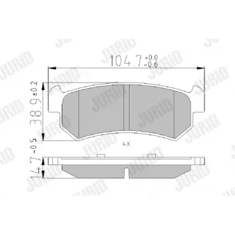 Jeu de 4 plaquettes de frein arrière JURID OEM 96405131