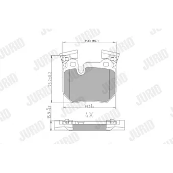 Jeu de 4 plaquettes de frein arrière JURID OEM 34216797863