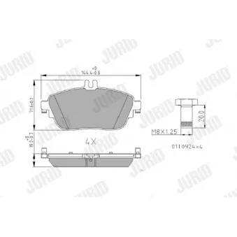Jeu de 4 plaquettes de frein avant JURID OEM 0064208520