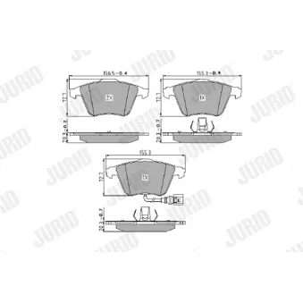 Jeu de 4 plaquettes de frein avant JURID OEM 8J0698151A