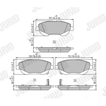Jeu de 4 plaquettes de frein avant JURID OEM 04465YZZED