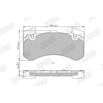 Jeu de 4 plaquettes de frein avant JURID OEM 7H0698151F
