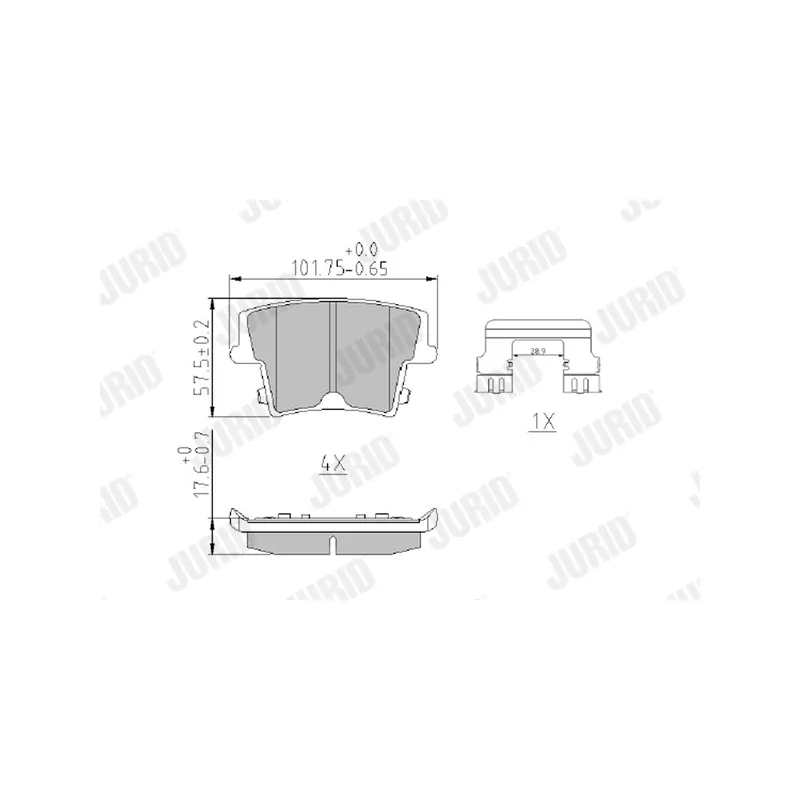 Jeu de 4 plaquettes de frein arrière JURID 573684J - Visuel 1