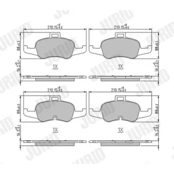 Jeu de 4 plaquettes de frein avant JURID OEM 8S0698151