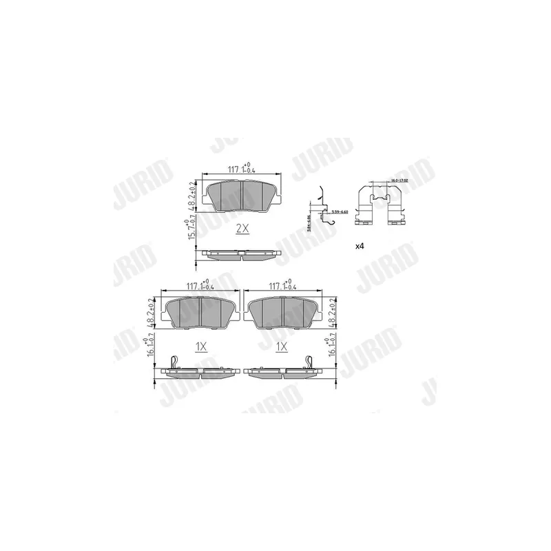Jeu de 4 plaquettes de frein arrière JURID 573974J - Visuel 1