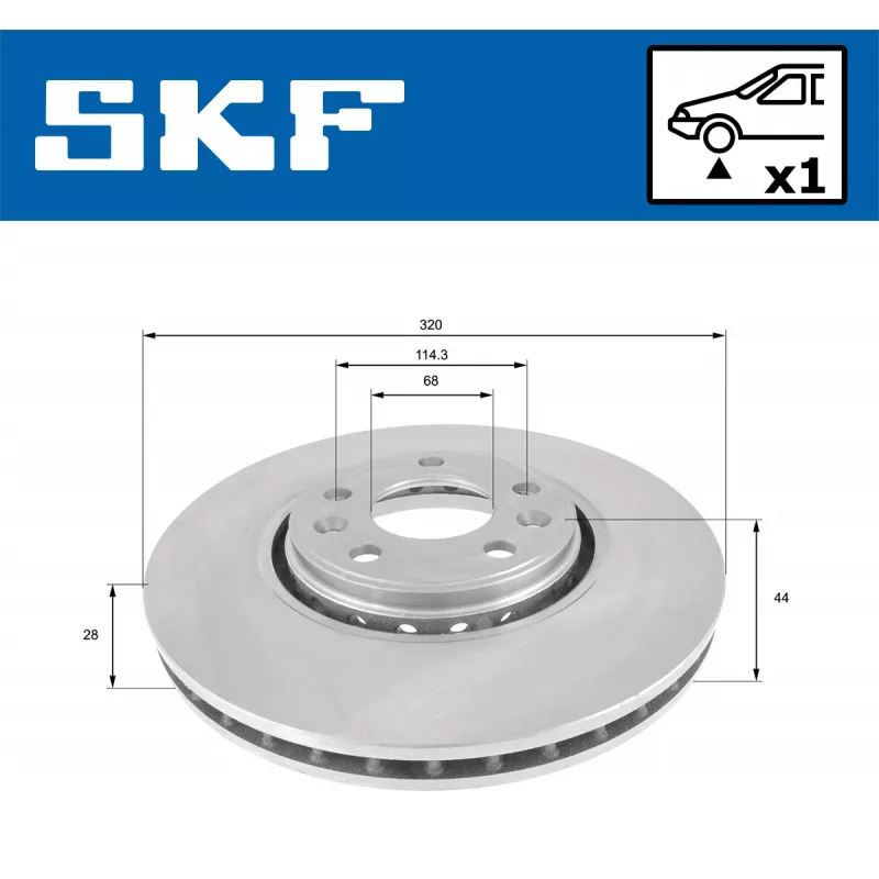 Jeu de 2 disques de frein avant SKF VKBD 80091 V1 - Visuel 1