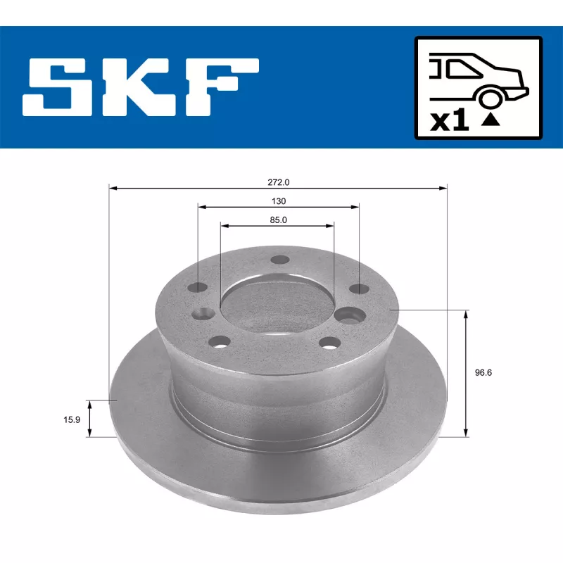 Jeu de 2 disques de frein arrière SKF VKBD 90198 S1 - Visuel 1