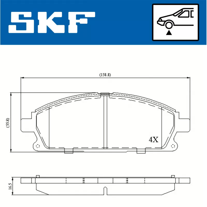 Jeu de 4 plaquettes de frein avant SKF VKBP 80296 - Visuel 1