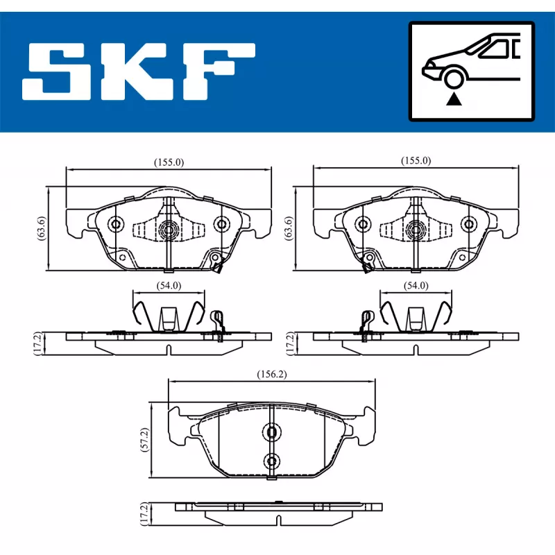 Jeu de 4 plaquettes de frein avant SKF VKBP 80320 A - Visuel 1
