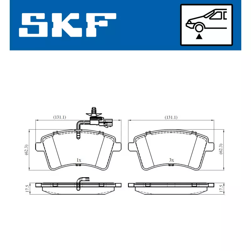 Jeu de 4 plaquettes de frein avant SKF VKBP 80326 E - Visuel 1