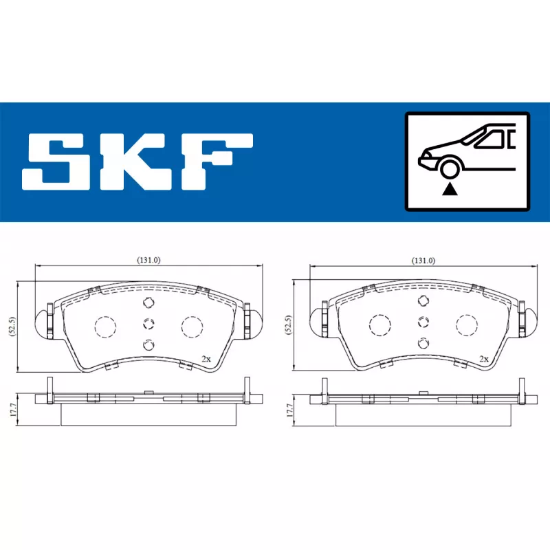 Jeu de 4 plaquettes de frein avant SKF VKBP 80380 - Visuel 1