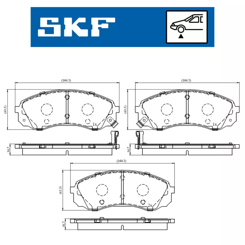 Jeu de 4 plaquettes de frein avant SKF VKBP 80454 A - Visuel 1