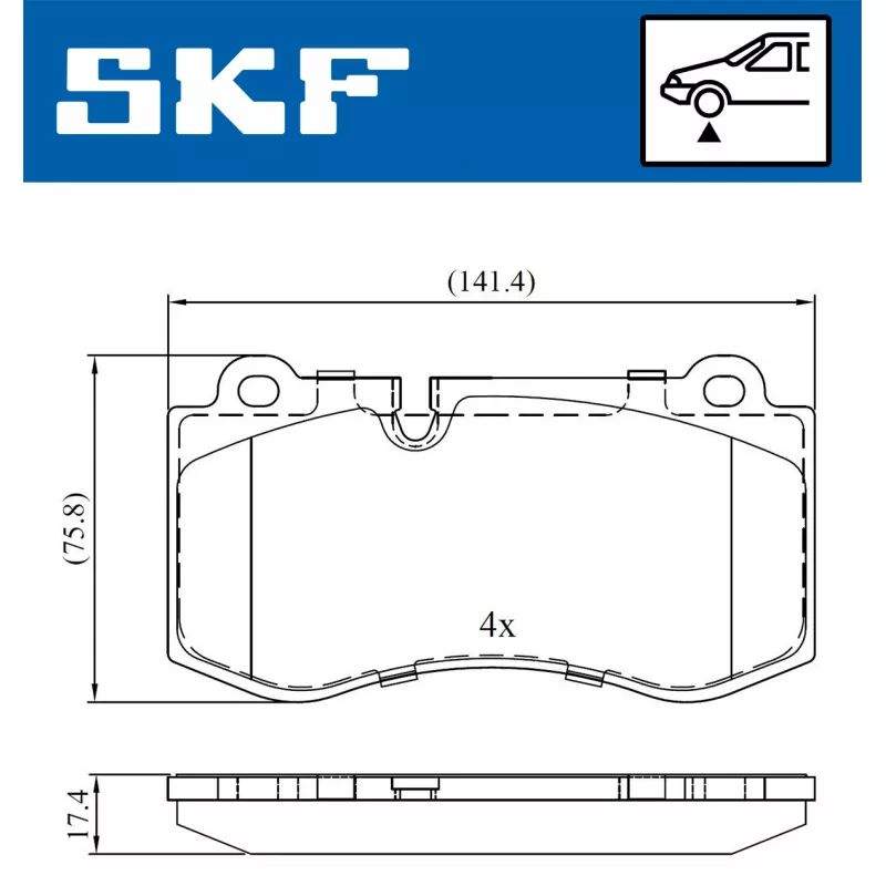 Jeu de 4 plaquettes de frein avant SKF VKBP 80549 - Visuel 1