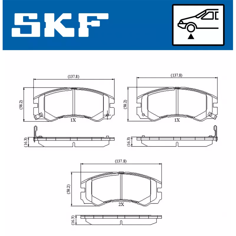 Jeu de 4 plaquettes de frein avant SKF VKBP 80590 A - Visuel 1
