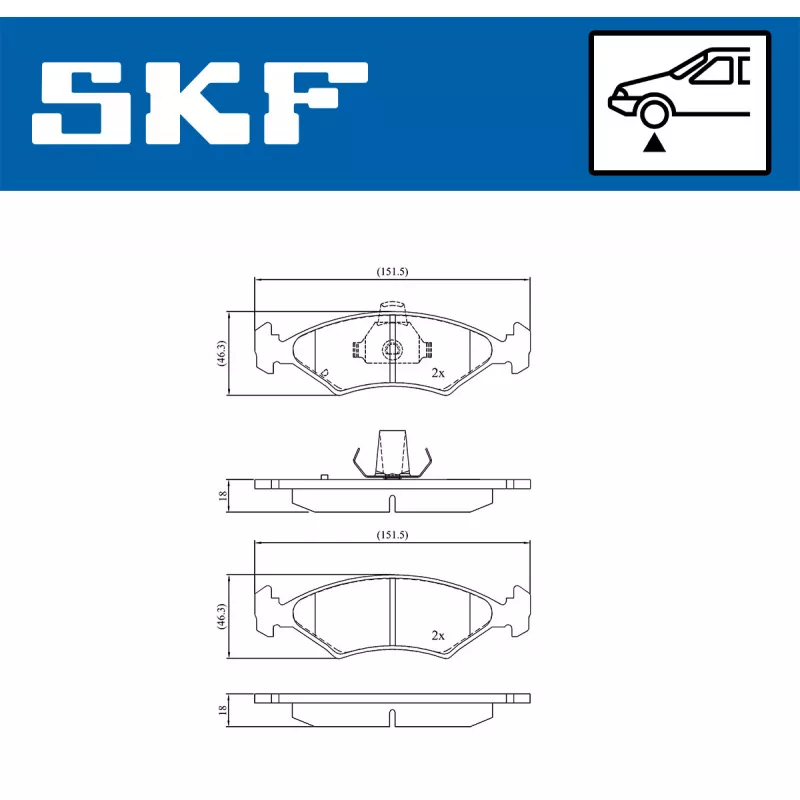 Jeu de 4 plaquettes de frein avant SKF VKBP 80602 - Visuel 1