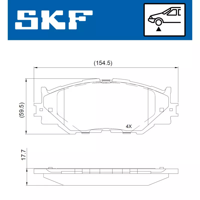 Jeu de 4 plaquettes de frein avant SKF VKBP 80684 - Visuel 1