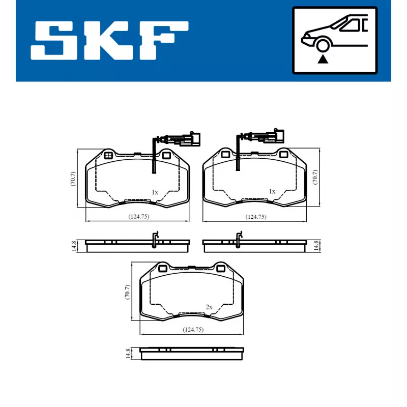 Jeu de 4 plaquettes de frein avant SKF VKBP 80759 E - Visuel 1