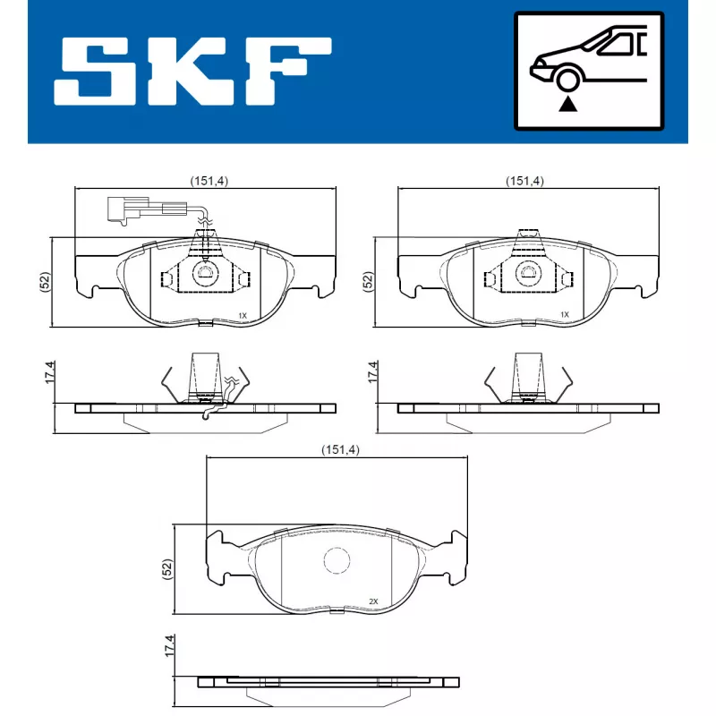 Jeu de 4 plaquettes de frein avant SKF VKBP 80777 E - Visuel 1