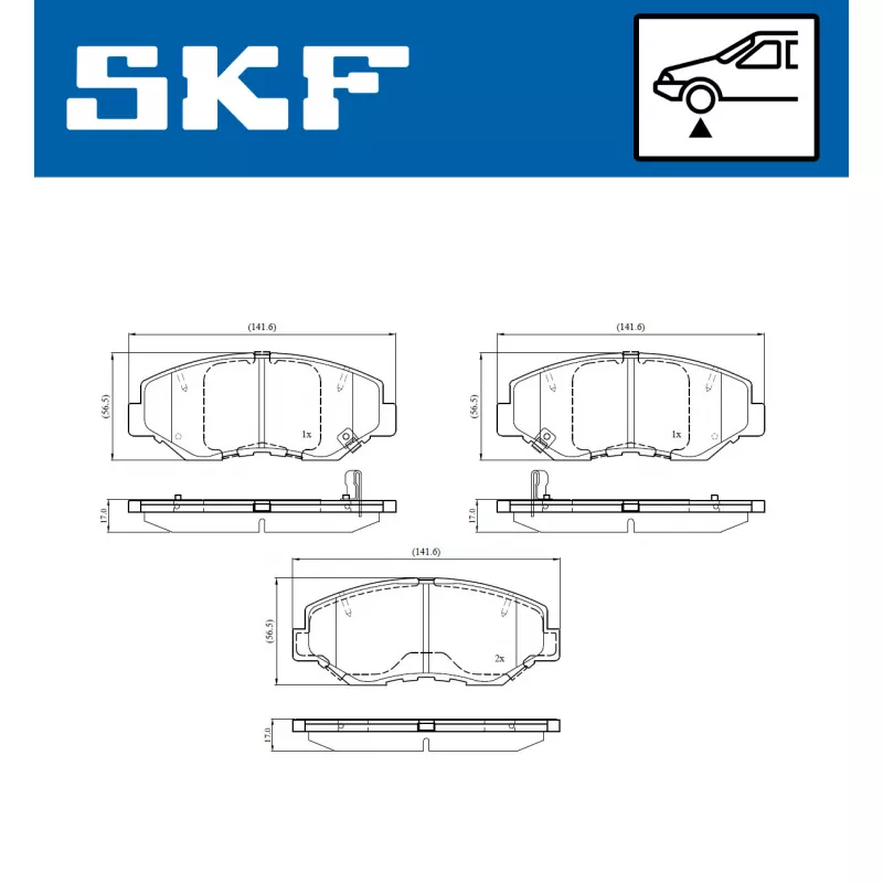 Jeu de 4 plaquettes de frein avant SKF VKBP 80803 A - Visuel 1