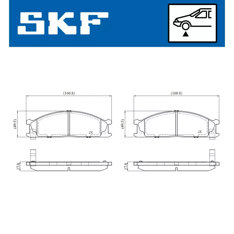 Jeu de 4 plaquettes de frein avant SKF VKBP 80906 A - Visuel 1