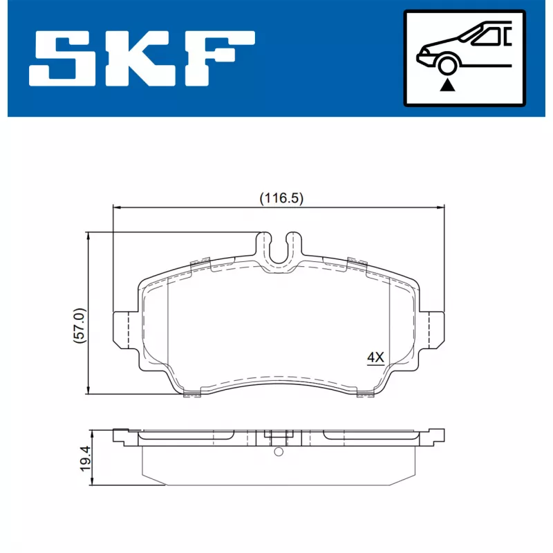 Jeu de 4 plaquettes de frein avant SKF VKBP 80914 - Visuel 1