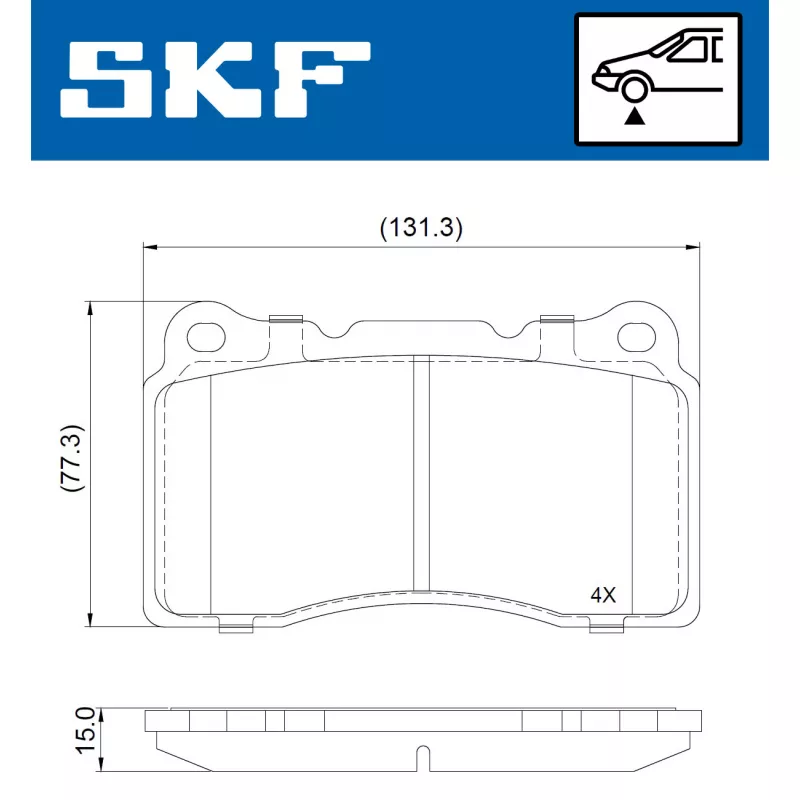 Jeu de 4 plaquettes de frein avant SKF VKBP 81022 - Visuel 1