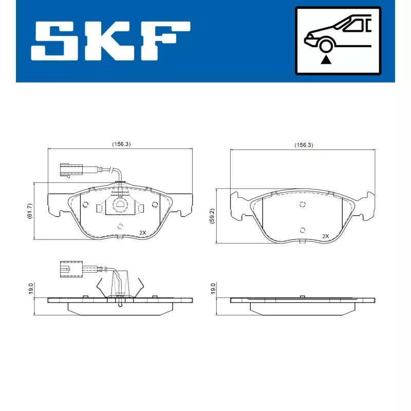 Jeu de 4 plaquettes de frein avant SKF VKBP 81049 E - Visuel 1