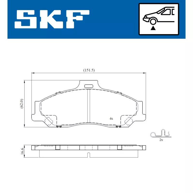 Jeu de 4 plaquettes de frein avant SKF VKBP 81084 A - Visuel 1