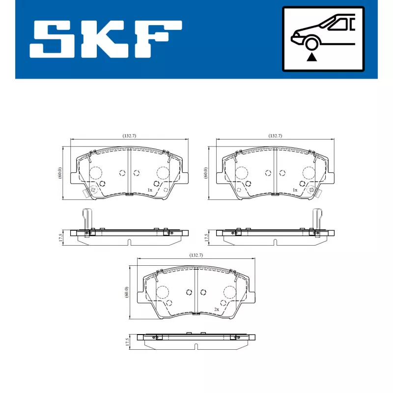 Jeu de 4 plaquettes de frein avant SKF VKBP 81100 A - Visuel 1