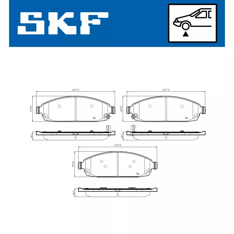 Jeu de 4 plaquettes de frein avant SKF VKBP 81110 A - Visuel 1