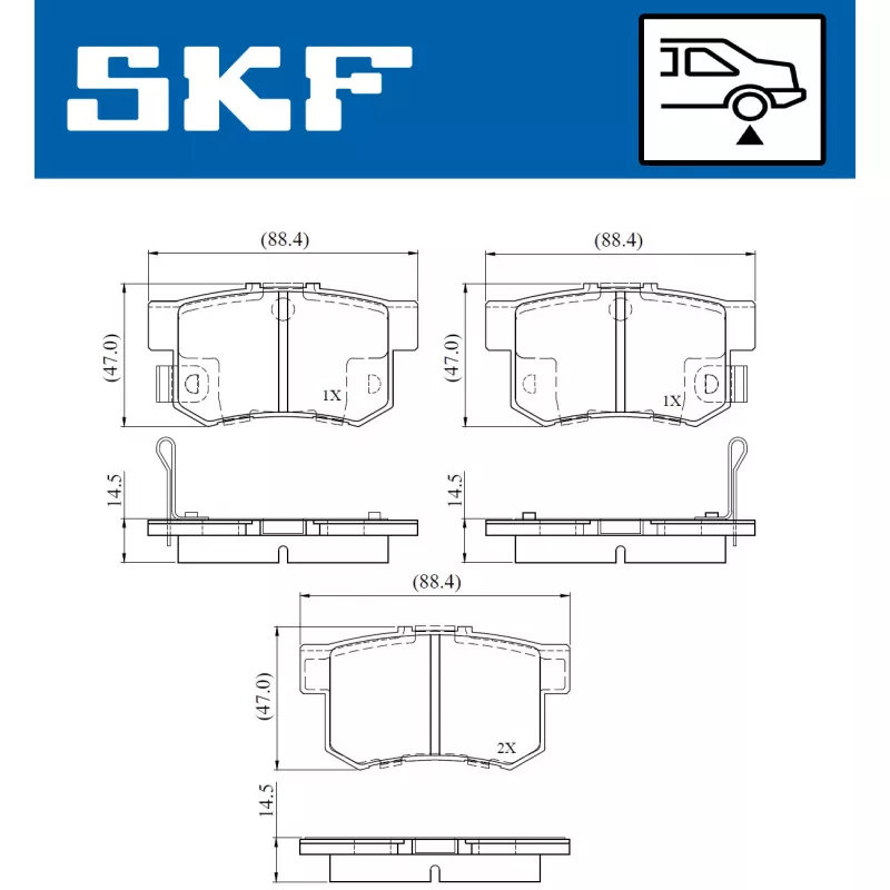 Jeu de 4 plaquettes de frein arrière SKF VKBP 90867 A - Visuel 1