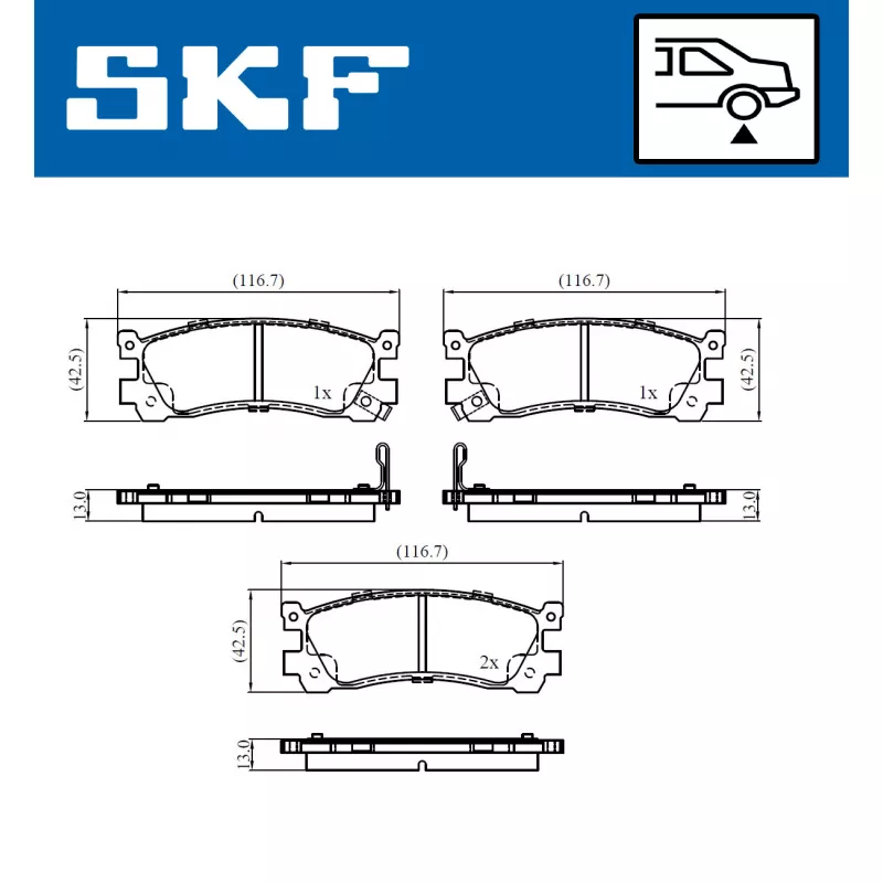 Jeu de 4 plaquettes de frein arrière SKF VKBP 90903 A - Visuel 1