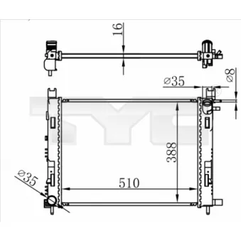 Radiateur, refroidissement du moteur TYC OEM 214107326R