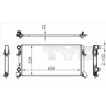 Radiateur, refroidissement du moteur TYC 737-0073 pour VOLKSWAGEN GOLF 1.6 TDI - 115cv