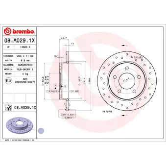Jeu de 2 disques de frein arrière BREMBO OEM C24Y26251B