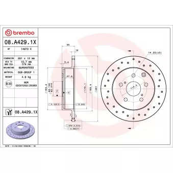 Jeu de 2 disques de frein arrière BREMBO OEM 4243142060