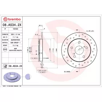 Jeu de 2 disques de frein arrière BREMBO OEM 4243102190