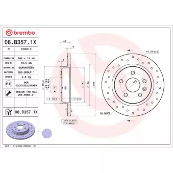 Jeu de 2 disques de frein arrière BREMBO OEM 569074