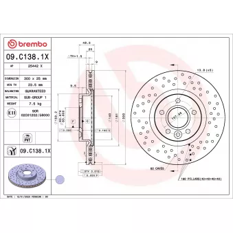 Jeu de 2 disques de frein arrière BREMBO 09.C138.1X