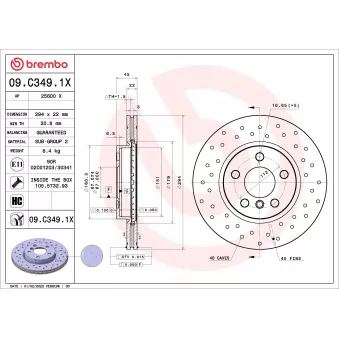 Jeu de 2 disques de frein avant BREMBO OEM 34116864439