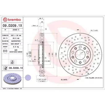 Jeu de 2 disques de frein arrière BREMBO OEM k68249840ab