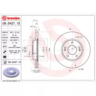Jeu de 2 disques de frein arrière BREMBO [09.D427.1E]