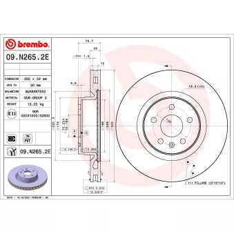 BREMBO 09.N265.2E - Jeu de 2 disques de frein arrière