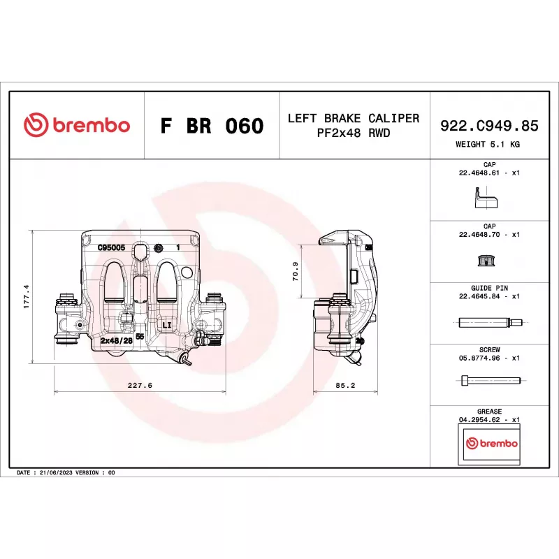 Étrier de frein BREMBO F BR 060 - Visuel 1