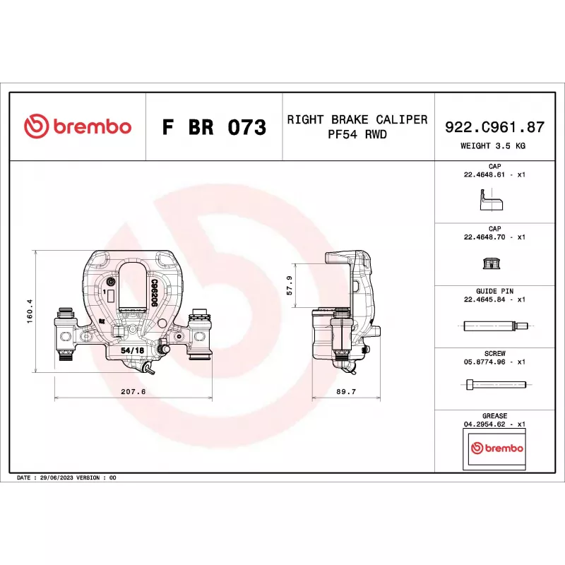 Étrier de frein BREMBO F BR 073 - Visuel 1