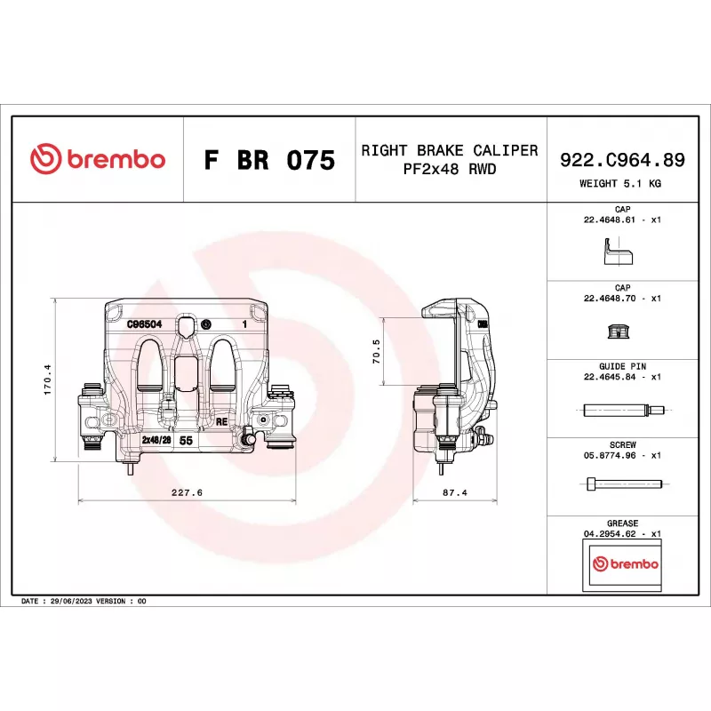 Étrier de frein BREMBO F BR 075 - Visuel 1