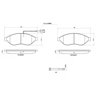 Jeu de 4 plaquettes de frein avant BREMBO OEM 77369119